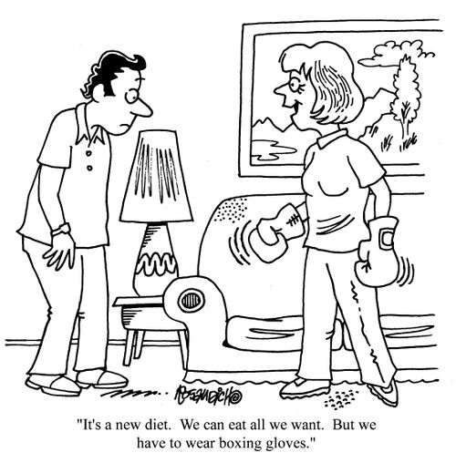 'It's a new diet. We can eat all we want. But we have to wear boxing gloves.'