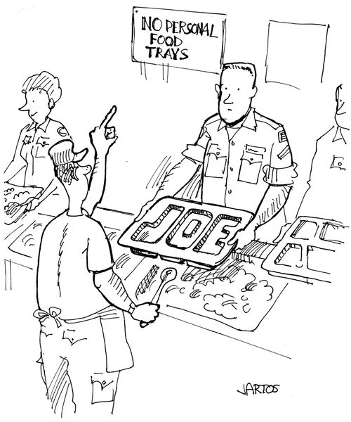 No personal food trays.