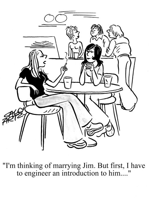 'I'm thinking of marrying Jim. But first, I have to engineer an introduction to him....'