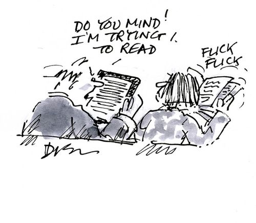 'Do you mind? I'm trying to read.'