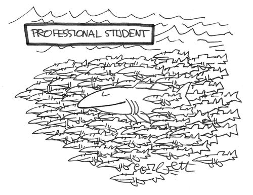 Professional student: giant fish in school.