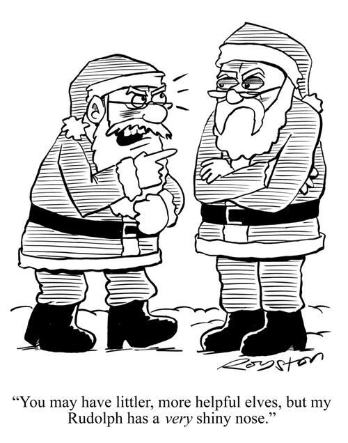 Rival Santa Clauses: 'You may have little, more helpful elves, but my Rudolph as a VERY shiny nose.'