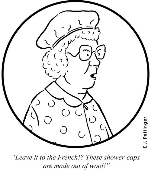 'Leave it to the French! These shower-caps are made out of wool!?'