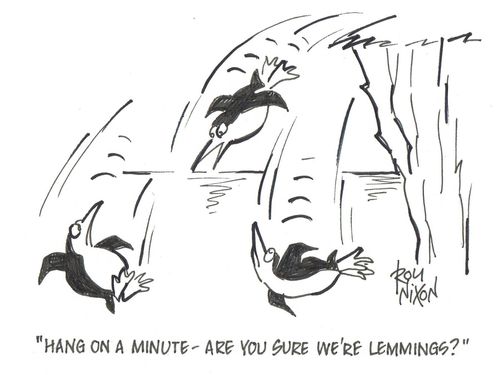 'Hang on a minute - are you sure we're lemmings?'