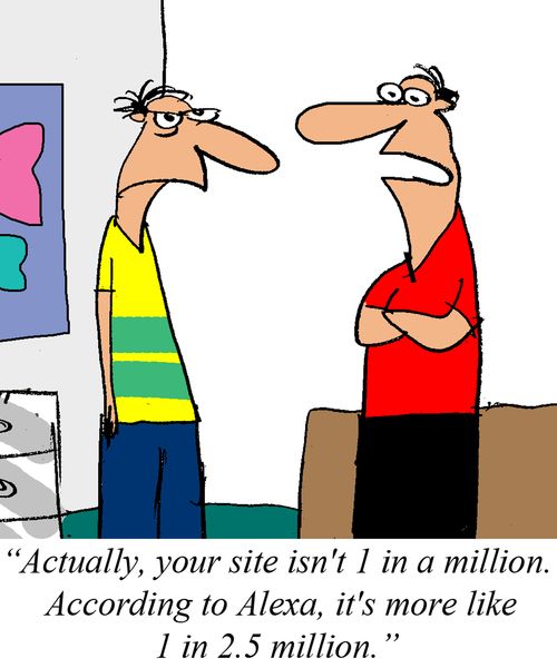 'Actually your site isn't one in a million.  According to Alexa, it's more like 1 in 2.5 million.'