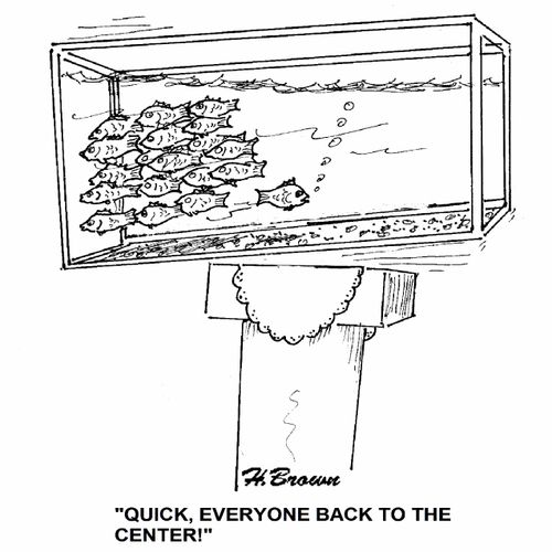 'Quick, everyone back to the center!'