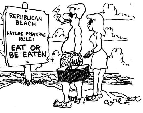 Republican Beach. . . Nature Preserve rule: EAT OR BE EATEN!