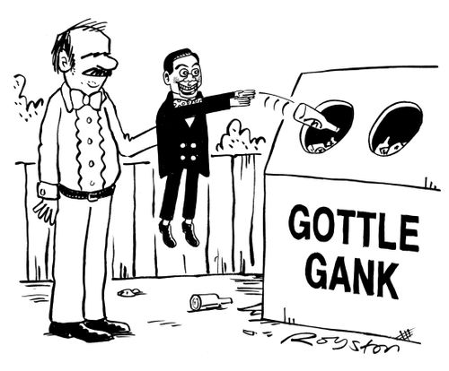 Ventriloquist doll throws bottle into 'Gottle Gank'.
