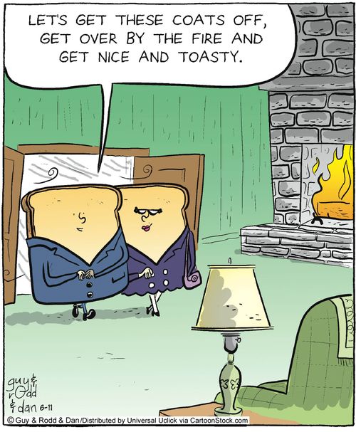 'Let's get these coats off, get over by the fire and get nice and toasty.'