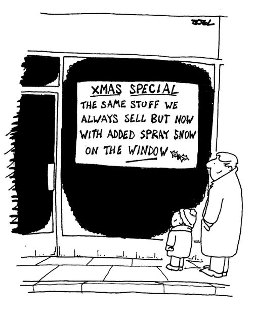 Xmas special - the same stuff we always sell, but now with added spray snow on the window.