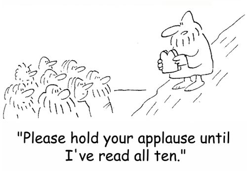 'Please hold your applause until I've read all ten.'