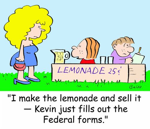 'I make the lemonade and sell it -- Kevin just fills out the Federal forms.'
