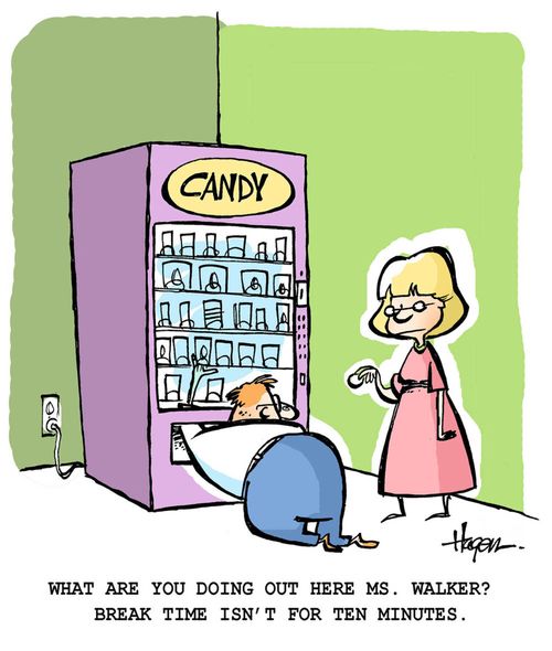 'What are you doing out here Ms. Walker? Break time isn't for ten minutes.'