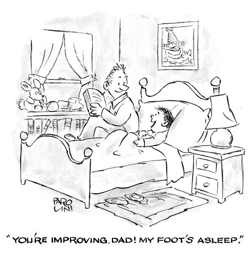 'You're improving Dad! My foot's asleep!'