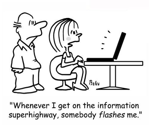 'Whenever I get on the Information Superhighway, somebody FLASHES me.'
