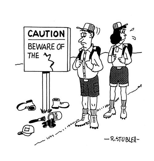 Hikers startled at caution sign