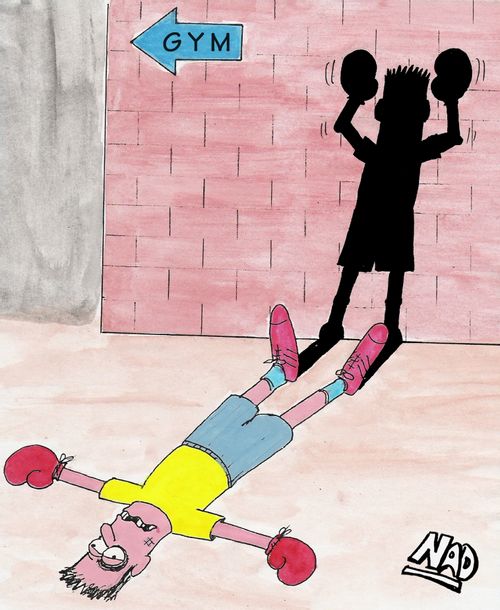 Shadow boxing knockout.