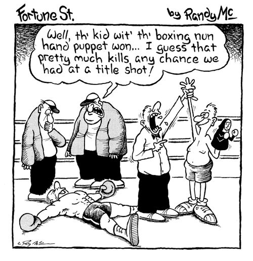 Well, th' kid wit' th' boxing nun hand puppet won...