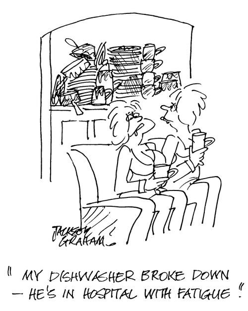 'My dishwasher broke down - he's in hospital with fatigue'.