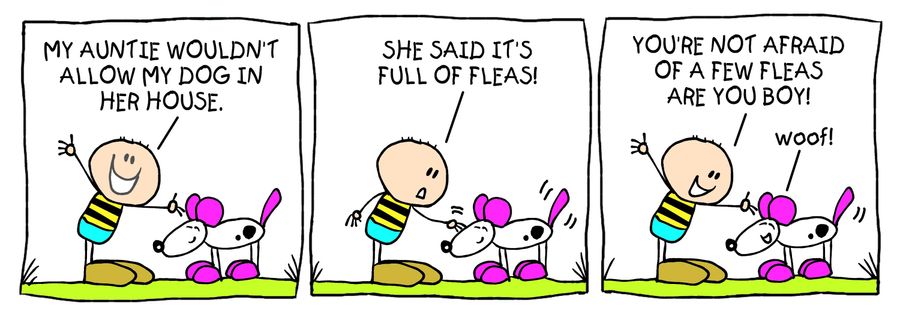 Billy strip: fleas in auntie's house.