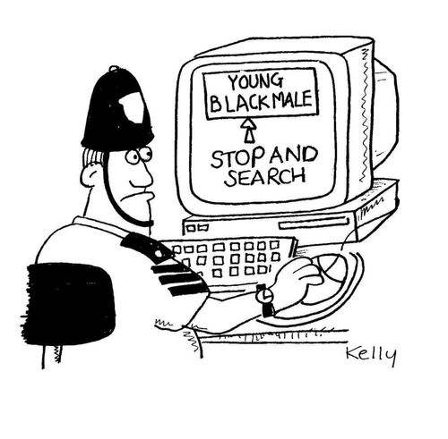 Policeman searching internet for young, black criminal.