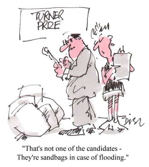 "That's not one of the candidates - they're sandbags in case of flooding."