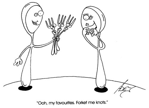 "Oooh, my favourites. Forket me knots."
