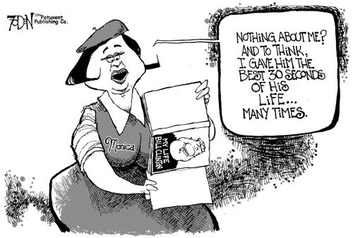 Monica reads the Clinton autobiography.