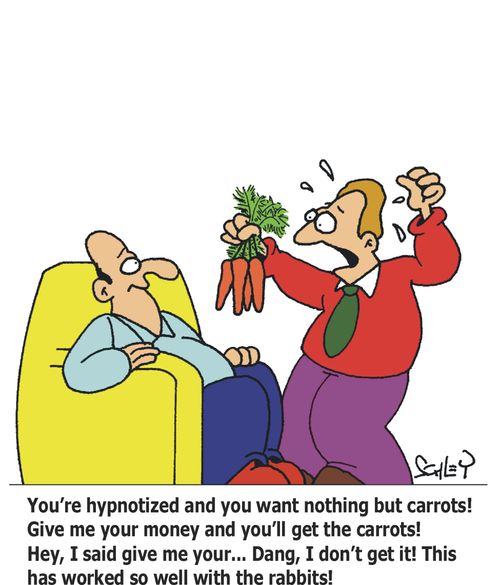 '..Give me your money and you'll get the carrots!... Dang, I don't get it! This has worked so well with the rabbits!'