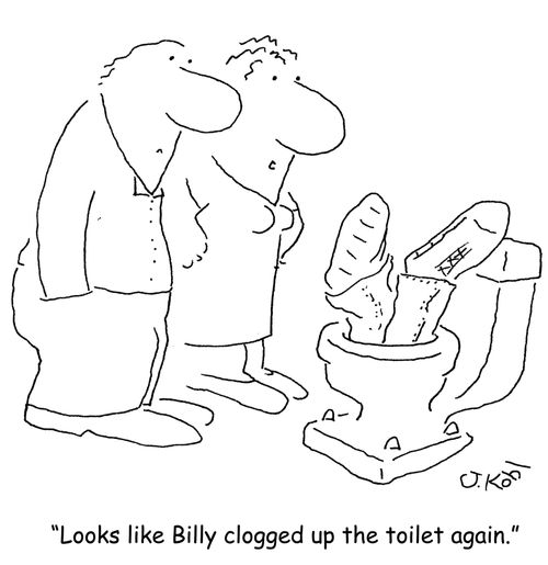 "Looks like Billy clogged up the toilet again."