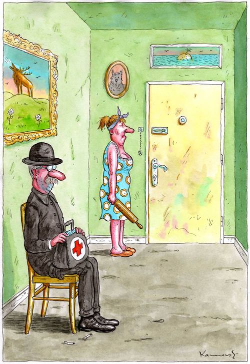 Angry wife has doctor on standby.