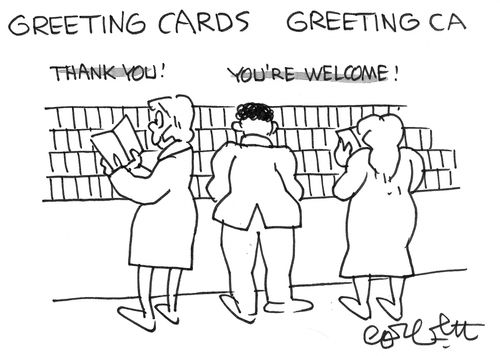Greeting card section: 'thank you' and 'you're welcome'.
