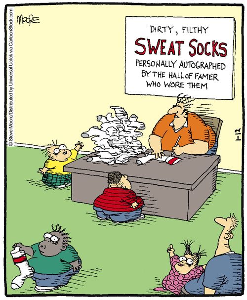 Dirty filthy sweat socks, personally autographed by the Hall of Famer who wore them.