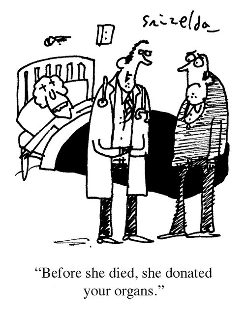 'Before she died, she donated your organs.'