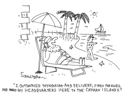 'I outsourced toymaking and delivery, fired the elves and moved my headquarters here to the Cayman Islands.'