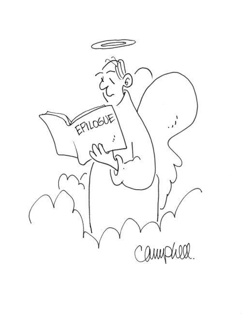 Angel reads book called epilogue.