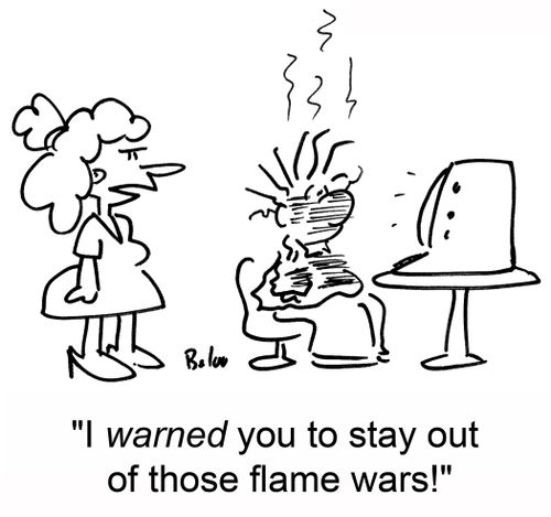 'I warned you to stay out of those flame wars!'