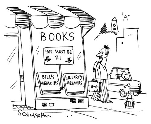 'Books: Bill's Memoirs, Hillary's Memoirs.'
