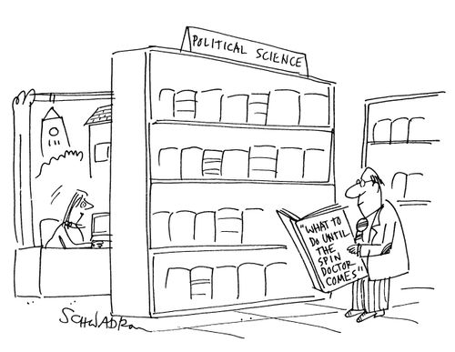 Library - Political Science section - 'What to do until the spin doctor comes'