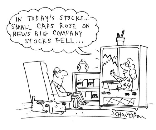 'In today's stocks... small caps rose on news big company stocks fell...'