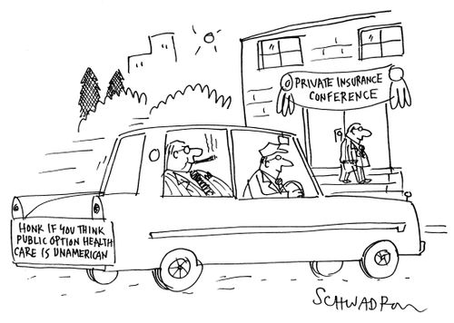 Honk if you think public option health care is un-American.