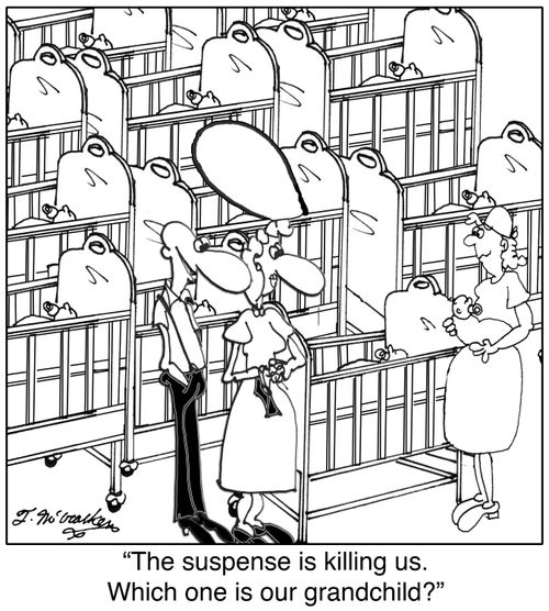'The suspense is killing us. Which one is our grandchild?'