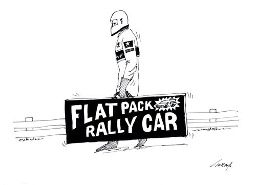 Flat pack rally car