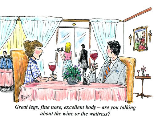 'Great legs, fine nose, excellent body - are you talking about the wine or the waitress?'
