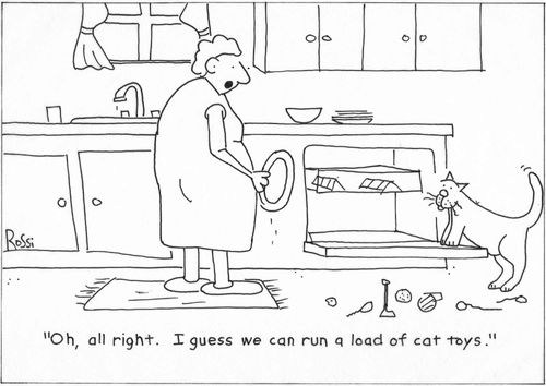 "Oh, all right.  I guess we can run a load of cat toys."