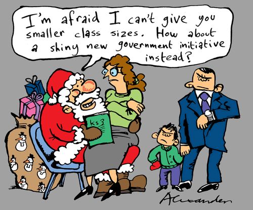 Santa and teacher.