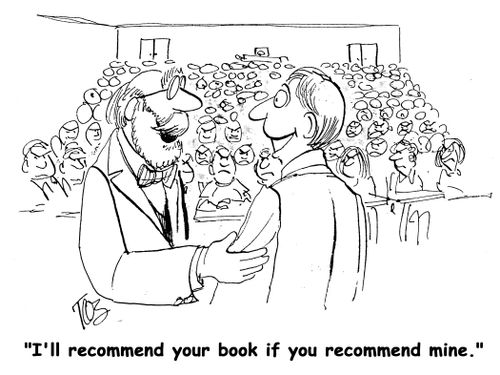 "I'll recommend your book if you recommend mine."