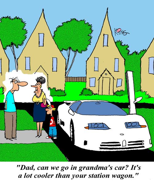 'Dad, can we go in Grandma's car?  It's a lot cooler than your station wagon.'
