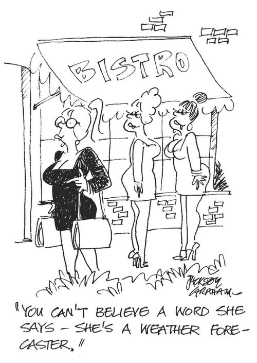 'You can't believe a word she says-she's a female weather forecaster'