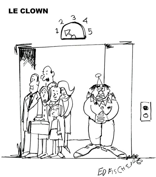 Clown gets lots of room in crowded elevator